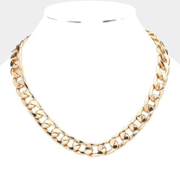 Gold Dipped Metal Chain Statement Necklace - Picture 1 of 2